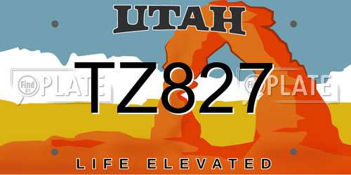 TZ827 Utah License Plate