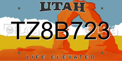 TZ8B723 Utah License Plate