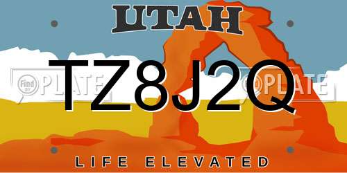 TZ8J2Q Utah License Plate