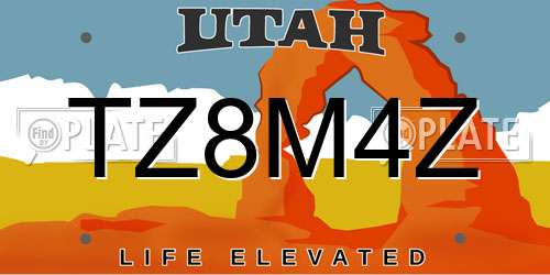 TZ8M4Z Utah License Plate