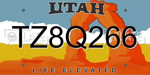 TZ8Q266 Utah License Plate