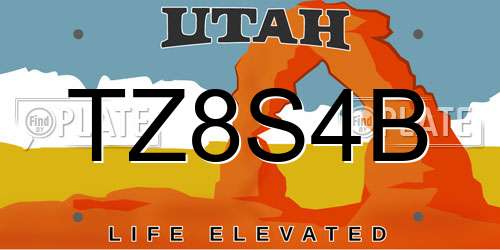 TZ8S4B Utah License Plate