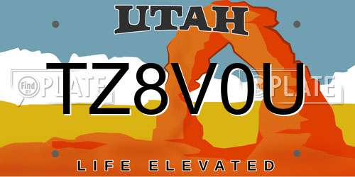 TZ8V0U Utah License Plate