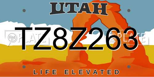 TZ8Z263 Utah License Plate