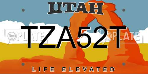 TZA52T Utah License Plate