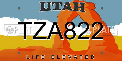 TZA822 Utah License Plate