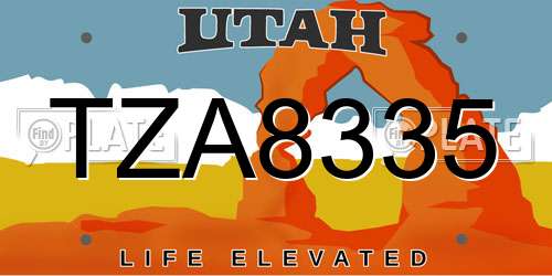 TZA8335 Utah License Plate