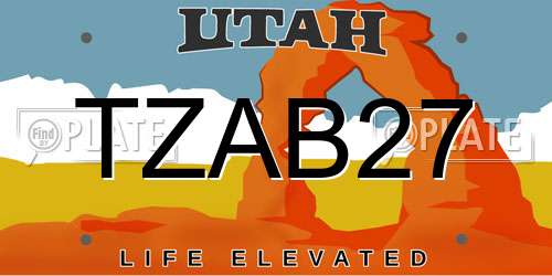 TZAB27 Utah License Plate