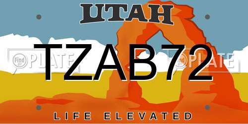 TZAB72 Utah License Plate