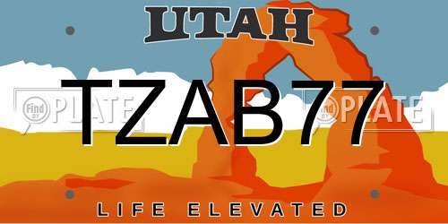 TZAB77 Utah License Plate
