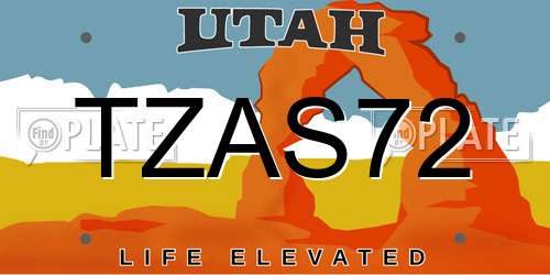 TZAS72 Utah License Plate