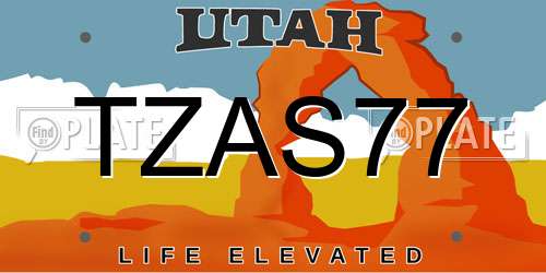 TZAS77 Utah License Plate
