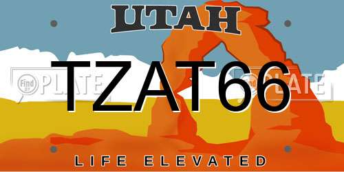 TZAT66 Utah License Plate