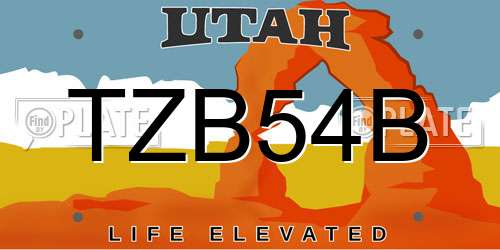 TZB54B Utah License Plate