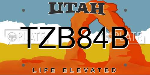TZB84B Utah License Plate