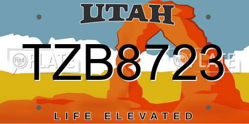 TZB8723 Utah License Plate