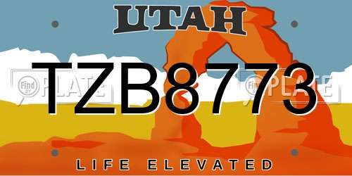 TZB8773 Utah License Plate