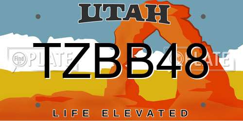 TZBB48 Utah License Plate