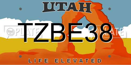 TZBE38 Utah License Plate