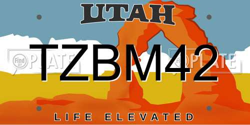 TZBM42 Utah License Plate