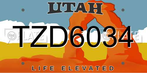 TZD6034 Utah License Plate