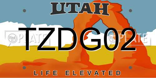 TZDG02 Utah License Plate