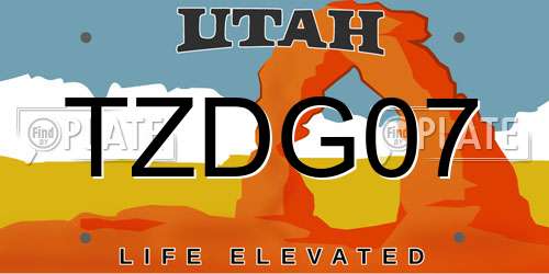 TZDG07 Utah License Plate