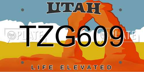 TZG609 Utah License Plate