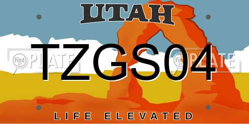 TZGS04 Utah License Plate