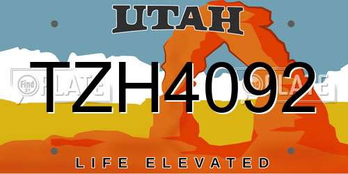 TZH4092 Utah License Plate