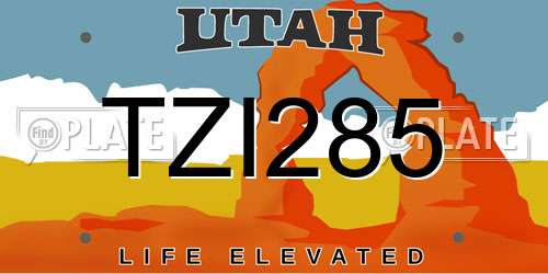TZI285 Utah License Plate