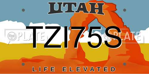 TZI75S Utah License Plate