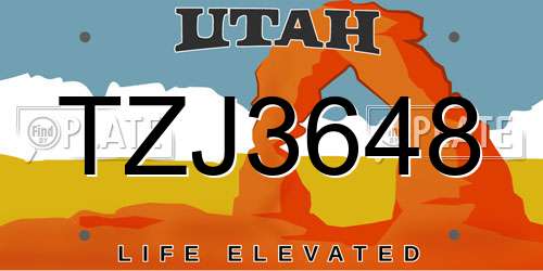 TZJ3648 Utah License Plate