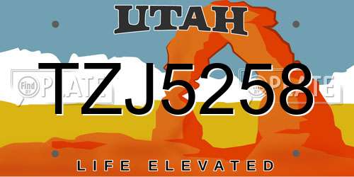 TZJ5258 Utah License Plate