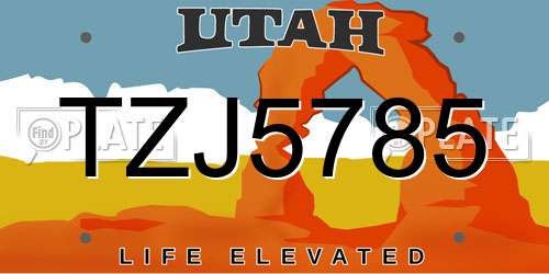 TZJ5785 Utah License Plate