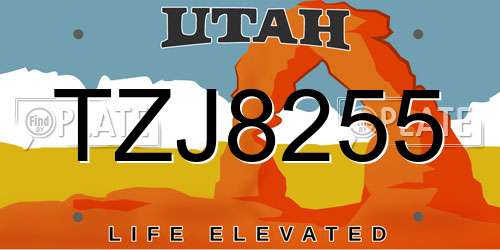 TZJ8255 Utah License Plate