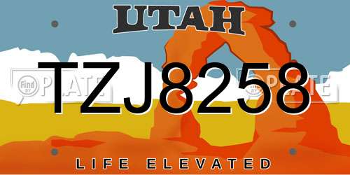 TZJ8258 Utah License Plate