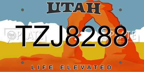 TZJ8288 Utah License Plate