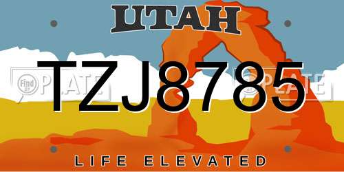 TZJ8785 Utah License Plate