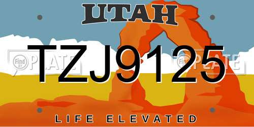 TZJ9125 Utah License Plate