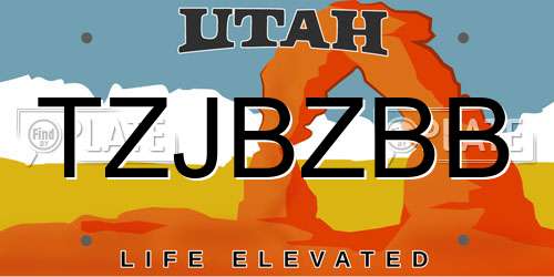 TZJBZBB Utah License Plate