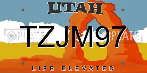 TZJM97 Utah License Plate