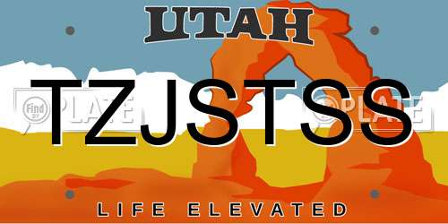 TZJSTSS Utah License Plate