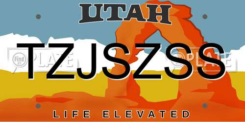 TZJSZSS Utah License Plate