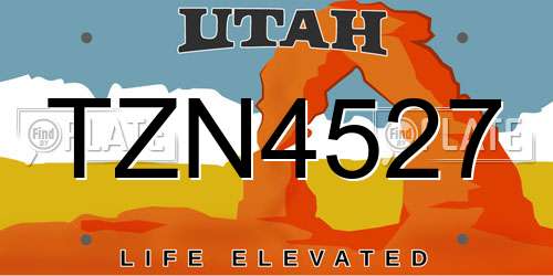 TZN4527 Utah License Plate