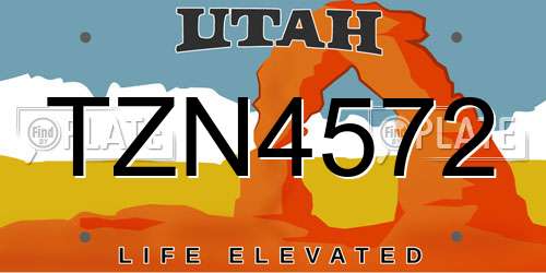 TZN4572 Utah License Plate