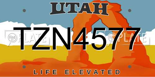 TZN4577 Utah License Plate