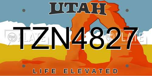 TZN4827 Utah License Plate