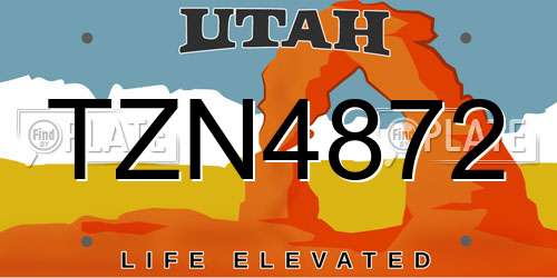 TZN4872 Utah License Plate