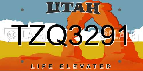 TZQ3291 Utah License Plate
